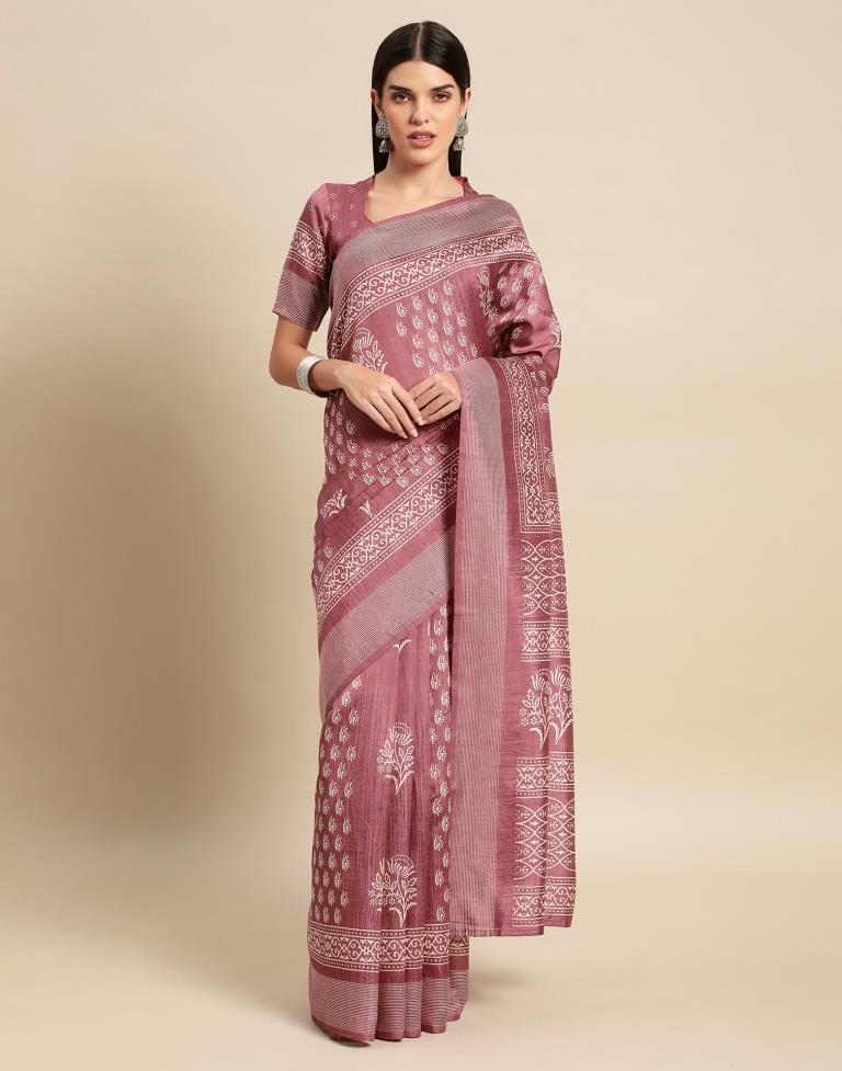 Dusty Pink Cotton Saree | Leemboodi