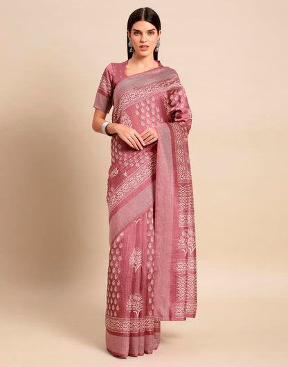 Dusty Pink Cotton Saree | Leemboodi