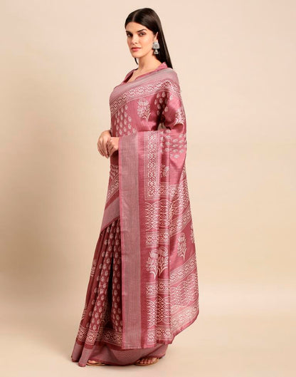 Dusty Pink Cotton Saree | Leemboodi