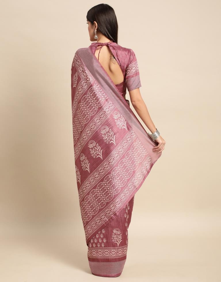 Dusty Pink Cotton Saree | Leemboodi