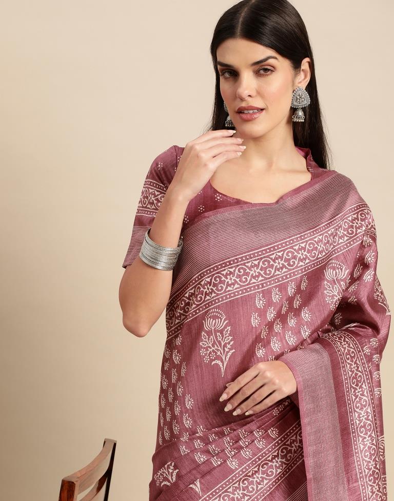 Dusty Pink Cotton Saree | Leemboodi