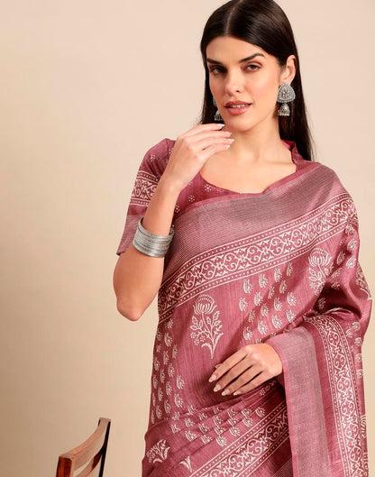 Dusty Pink Cotton Saree | Leemboodi