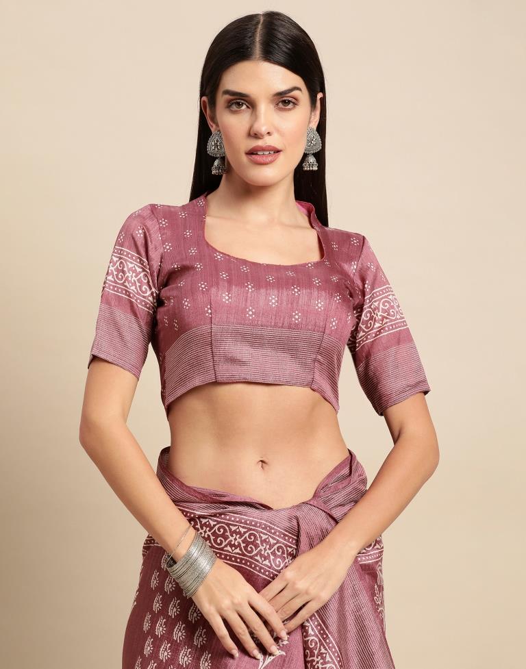 Dusty Pink Cotton Saree | Leemboodi