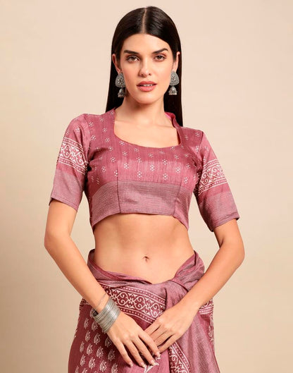 Dusty Pink Cotton Saree | Leemboodi