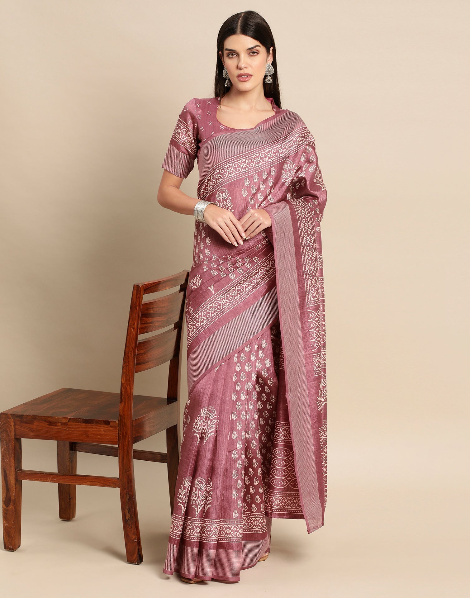 Dusty Pink Cotton Saree | Leemboodi