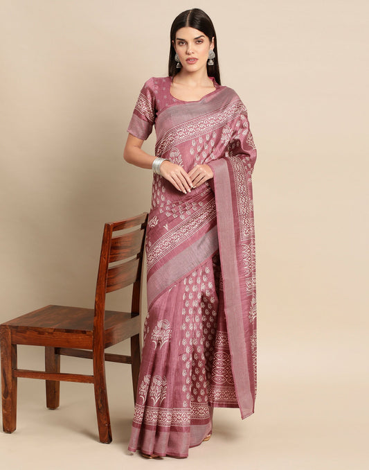 Dusty Pink Cotton Saree | Leemboodi