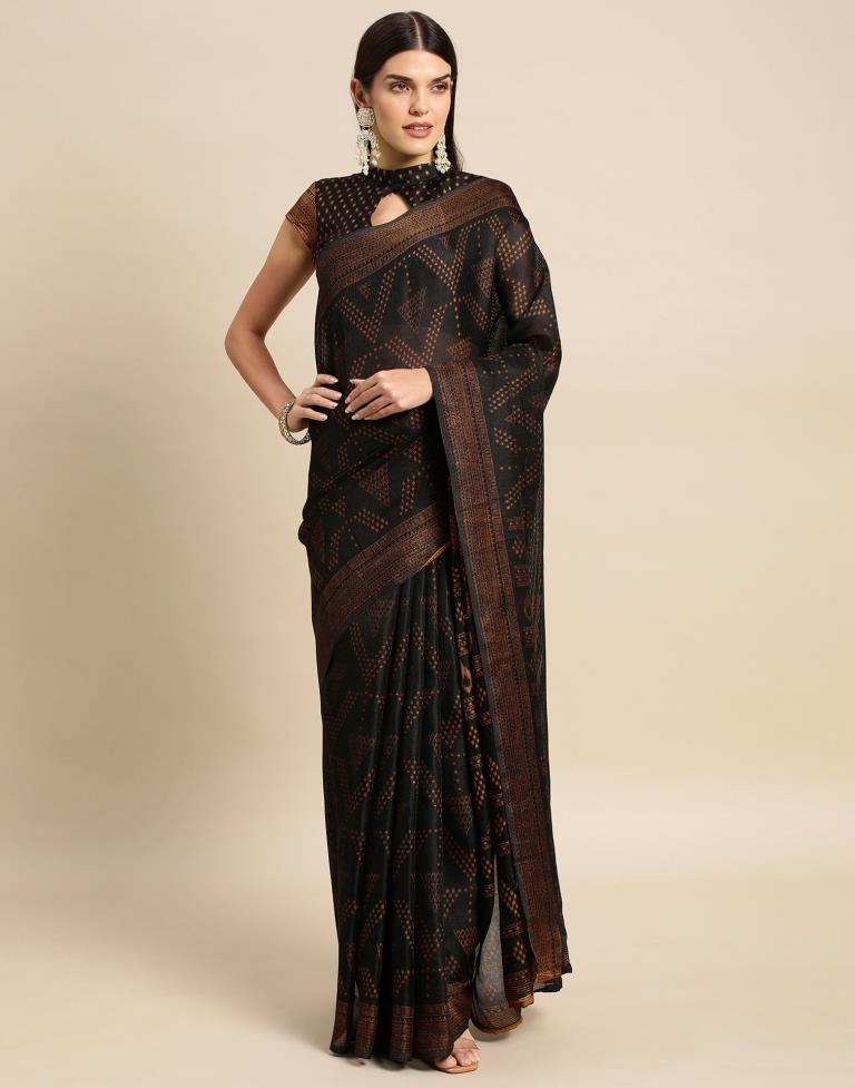 Black Printed Saree | Leemboodi