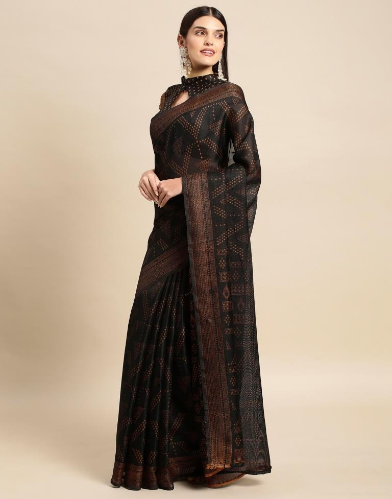 Black Printed Saree | Leemboodi