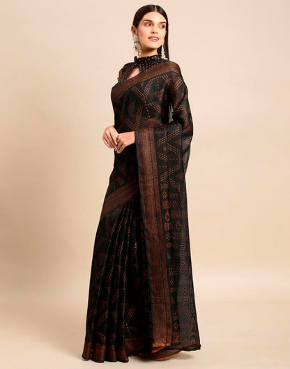 Black Printed Saree | Leemboodi