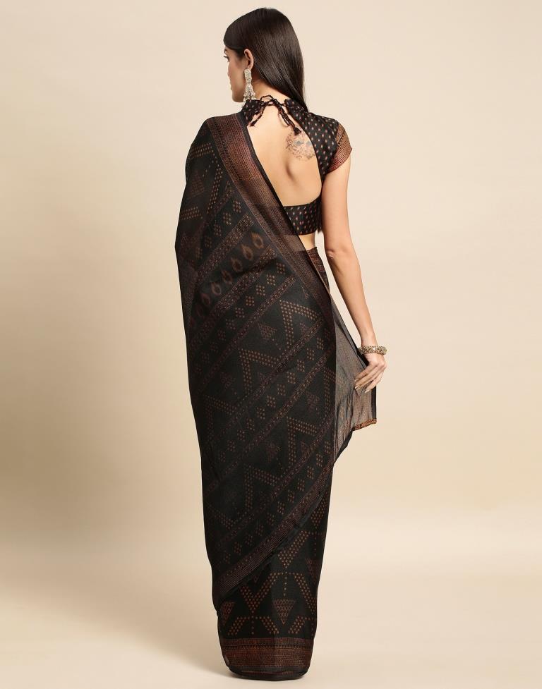 Black Printed Saree | Leemboodi