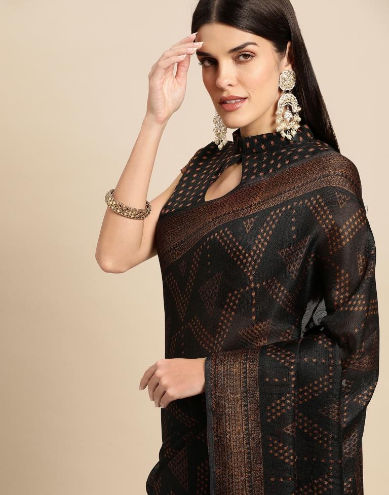 Black Printed Saree | Leemboodi