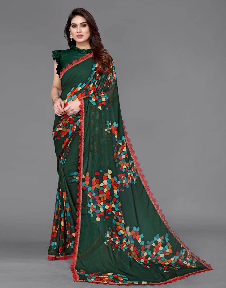 Green Georgette Saree | Sudathi