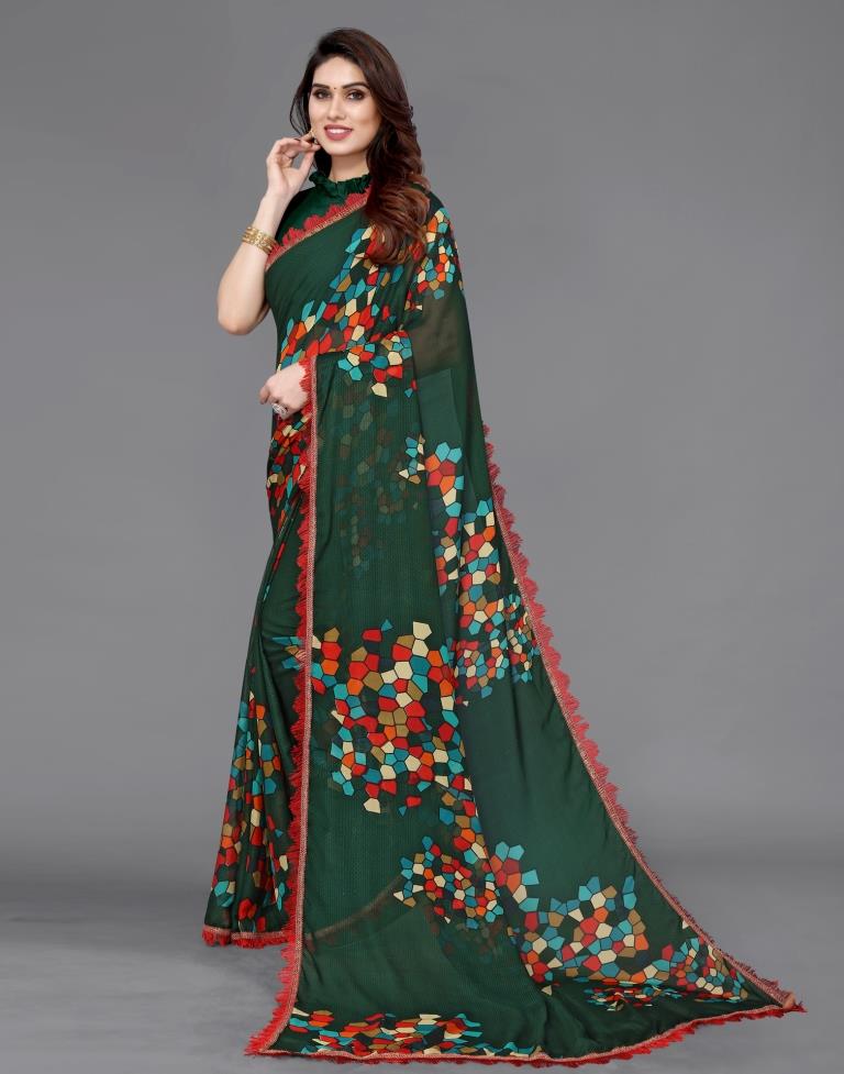 Green Georgette Saree | Sudathi
