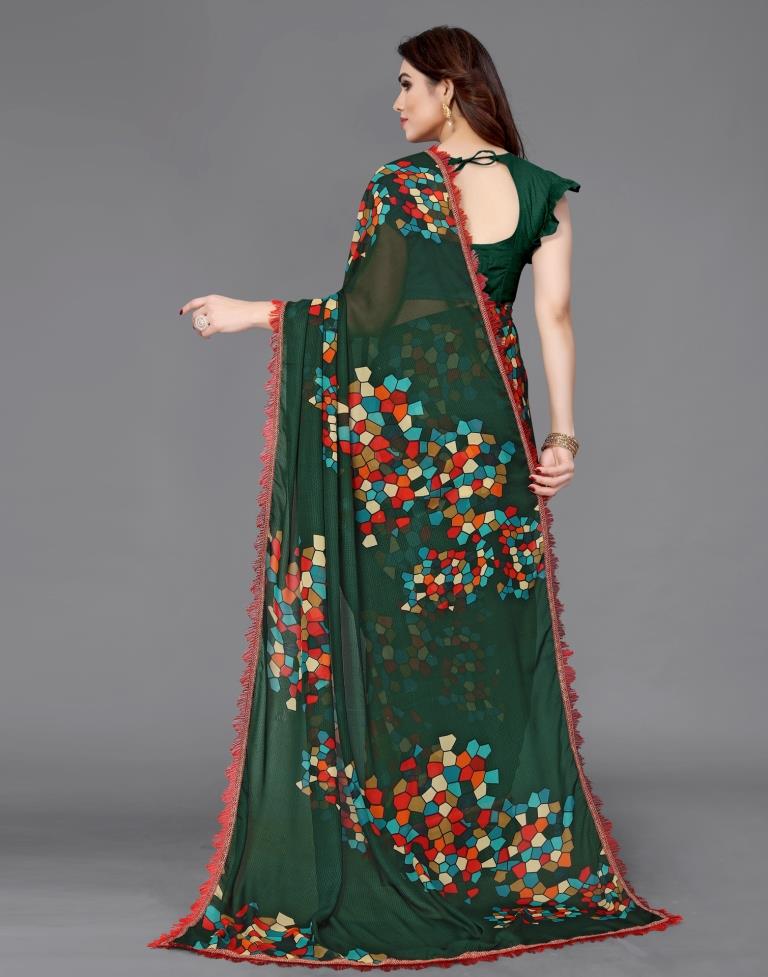 Green Georgette Saree | Sudathi