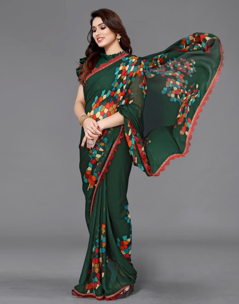 Green Georgette Saree | Sudathi