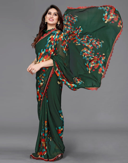 Green Georgette Saree | Sudathi