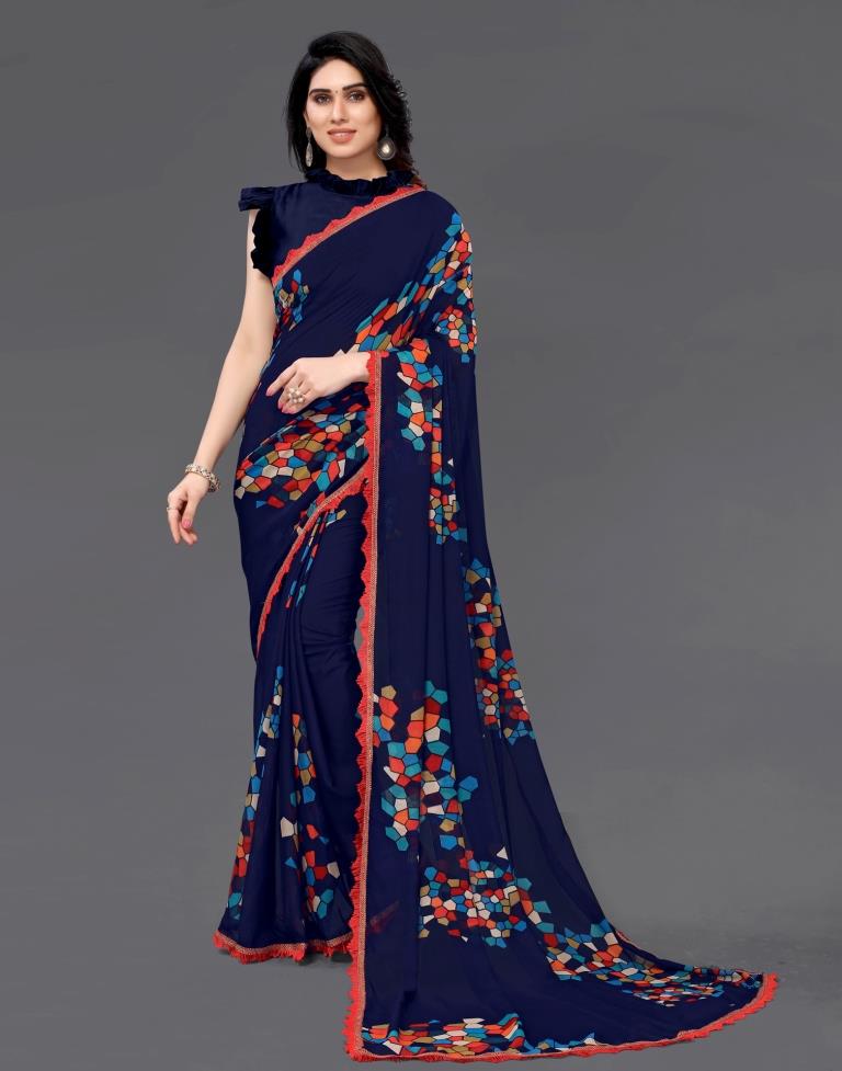 Dark Blue Georgette Saree | Sudathi