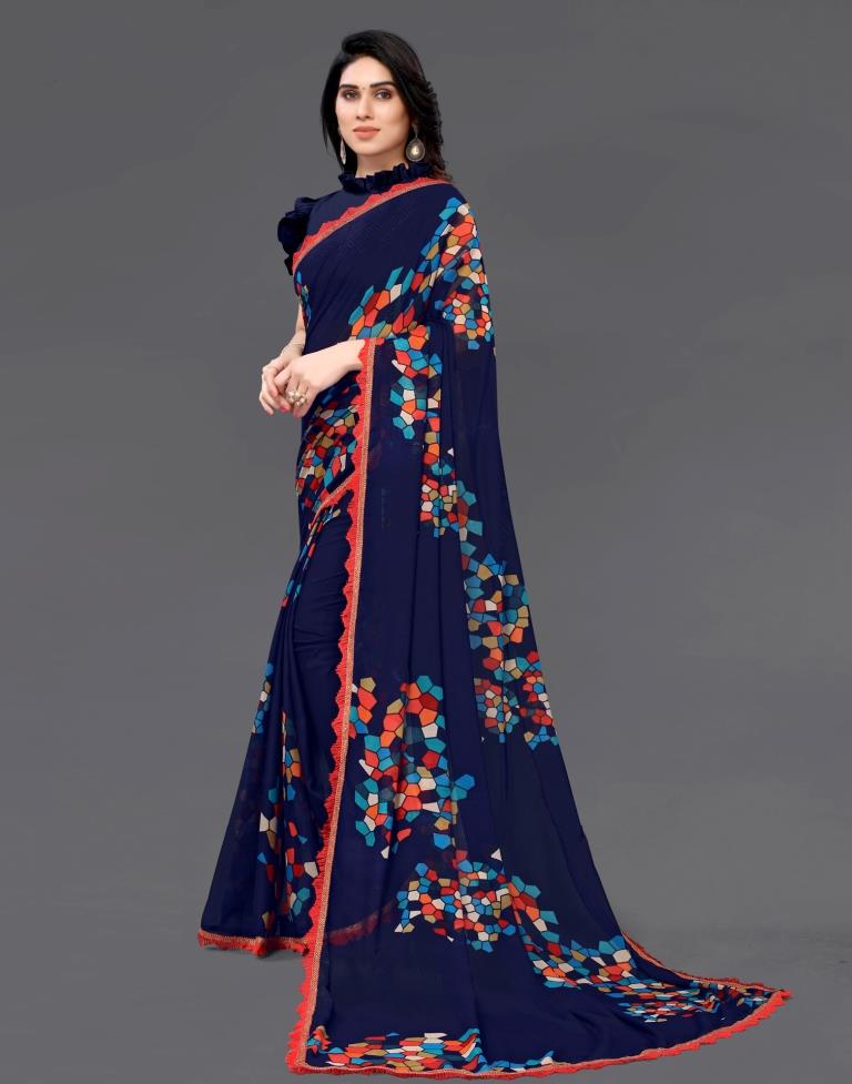 Dark Blue Georgette Saree | Sudathi