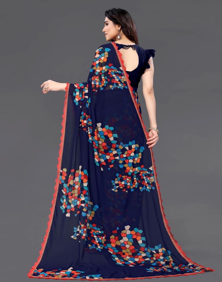 Dark Blue Georgette Saree | Sudathi