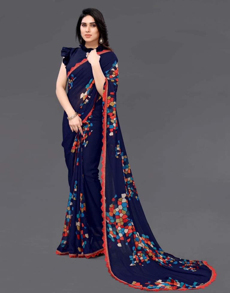 Dark Blue Georgette Saree | Sudathi