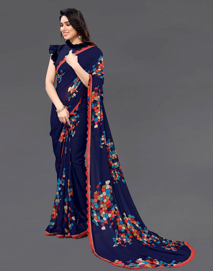 Dark Blue Georgette Saree | Sudathi