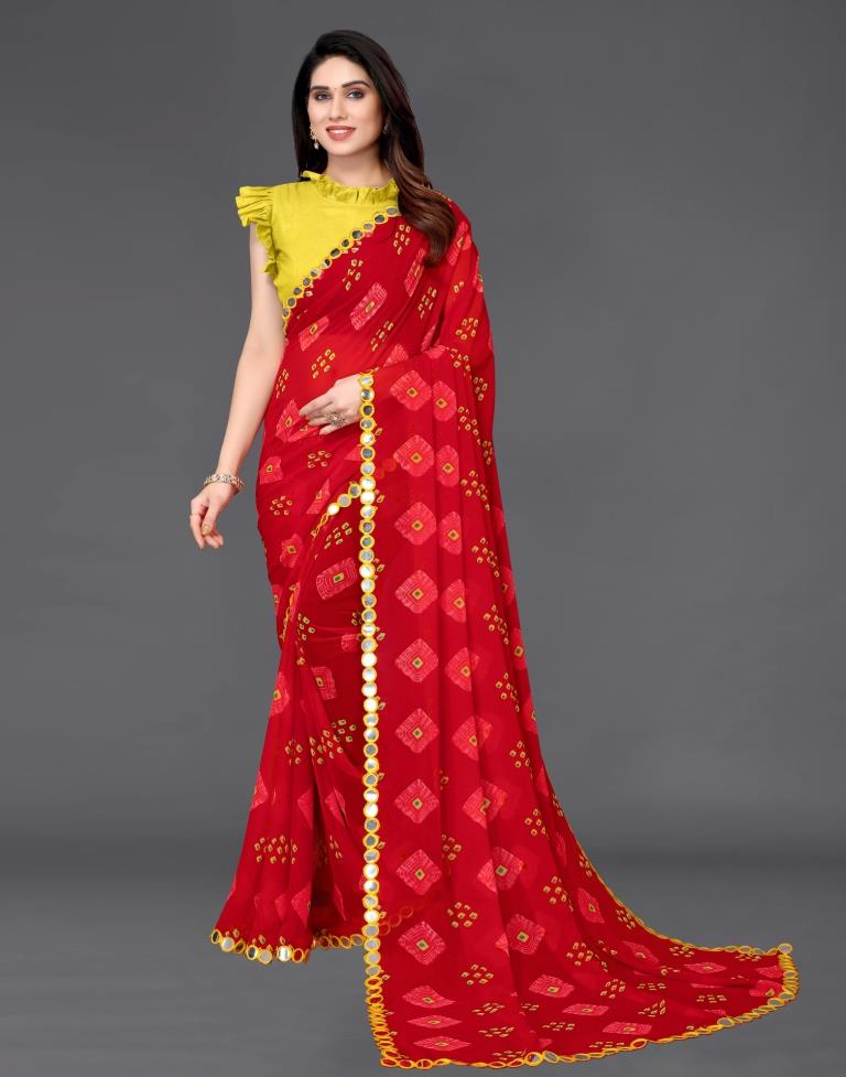 Red Georgette Saree | Sudathi