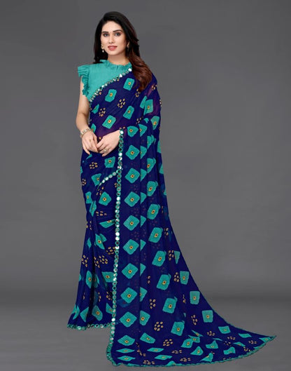Dark Blue Georgette Saree | Sudathi
