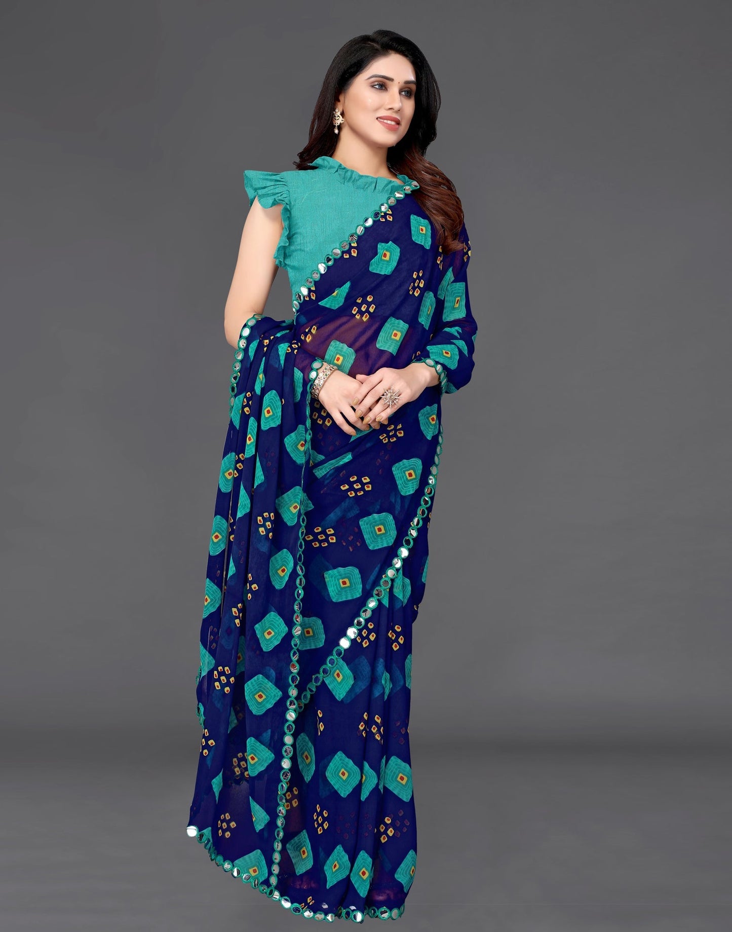 Dark Blue Georgette Saree | Sudathi