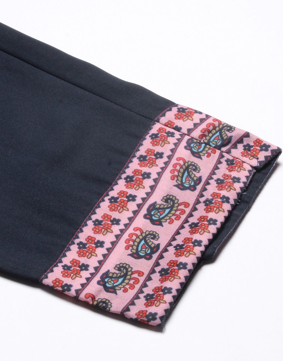 Black Floral Kurti With Pant And Dupatta | Leemboodi