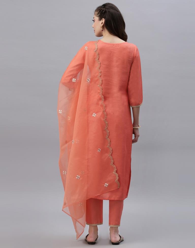 Coral Kurti With Pant And Dupatta | Leemboodi