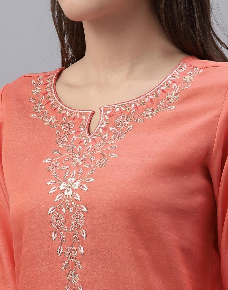 Coral Kurti With Pant And Dupatta | Leemboodi