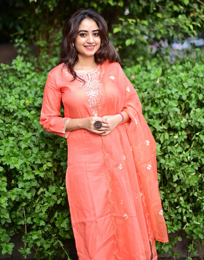 Coral Kurti With Pant And Dupatta | Leemboodi