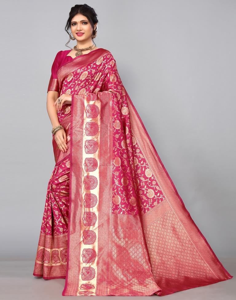 Dark Pink Banarasi Silk Saree | Sudathi