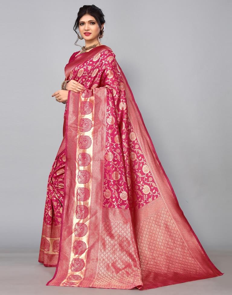 Dark Pink Banarasi Silk Saree | Sudathi