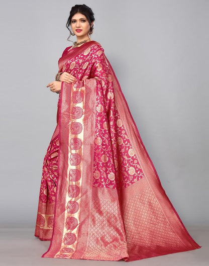 Dark Pink Banarasi Silk Saree | Sudathi