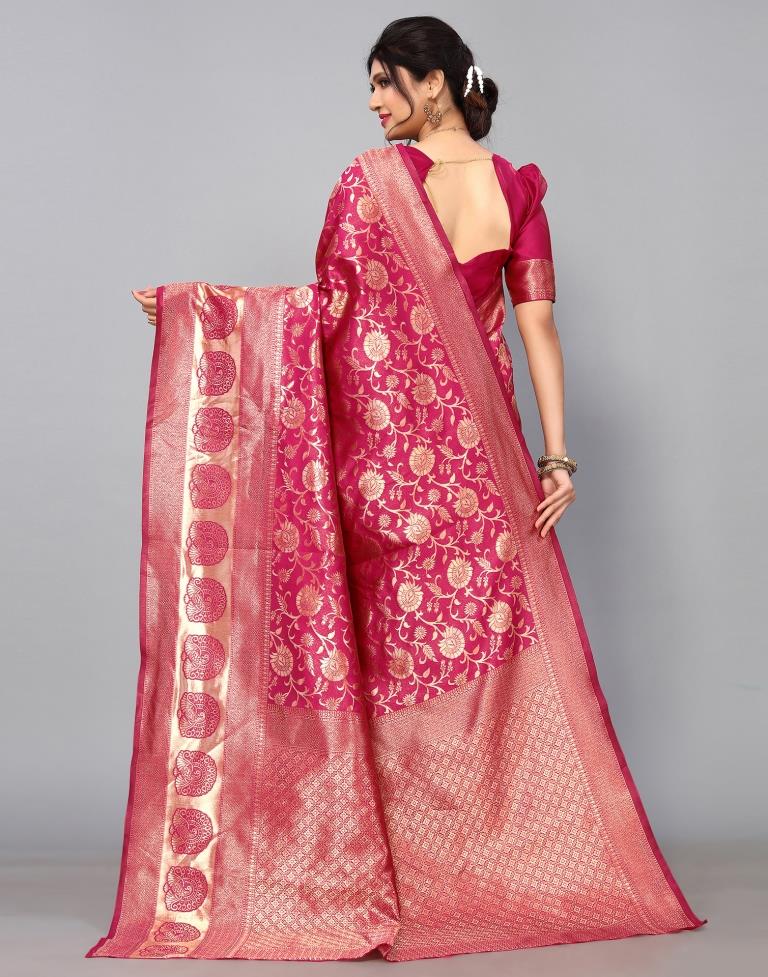 Dark Pink Banarasi Silk Saree | Sudathi