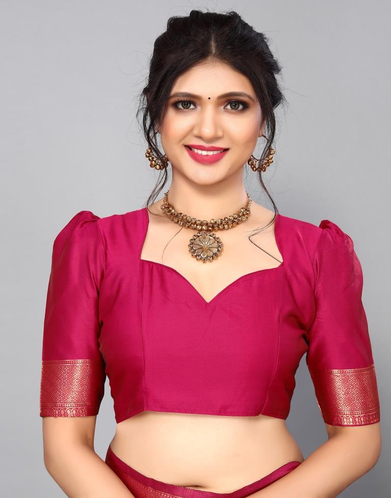 Dark Pink Banarasi Silk Saree | Sudathi