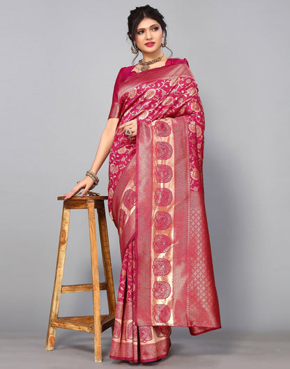 Dark Pink Banarasi Silk Saree | Sudathi