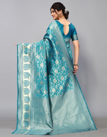 Sky Blue Banarasi Silk Saree | Sudathi
