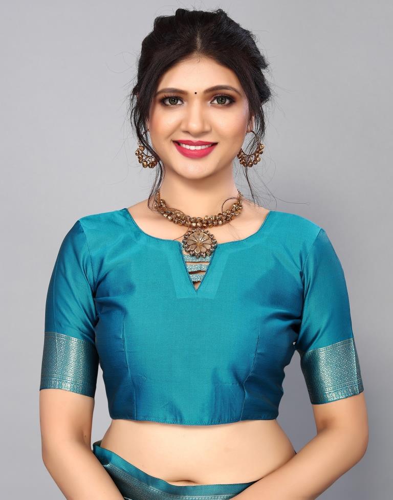 Sky Blue Banarasi Silk Saree | Sudathi