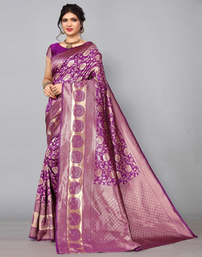 Purple Banarasi Silk Saree | Sudathi