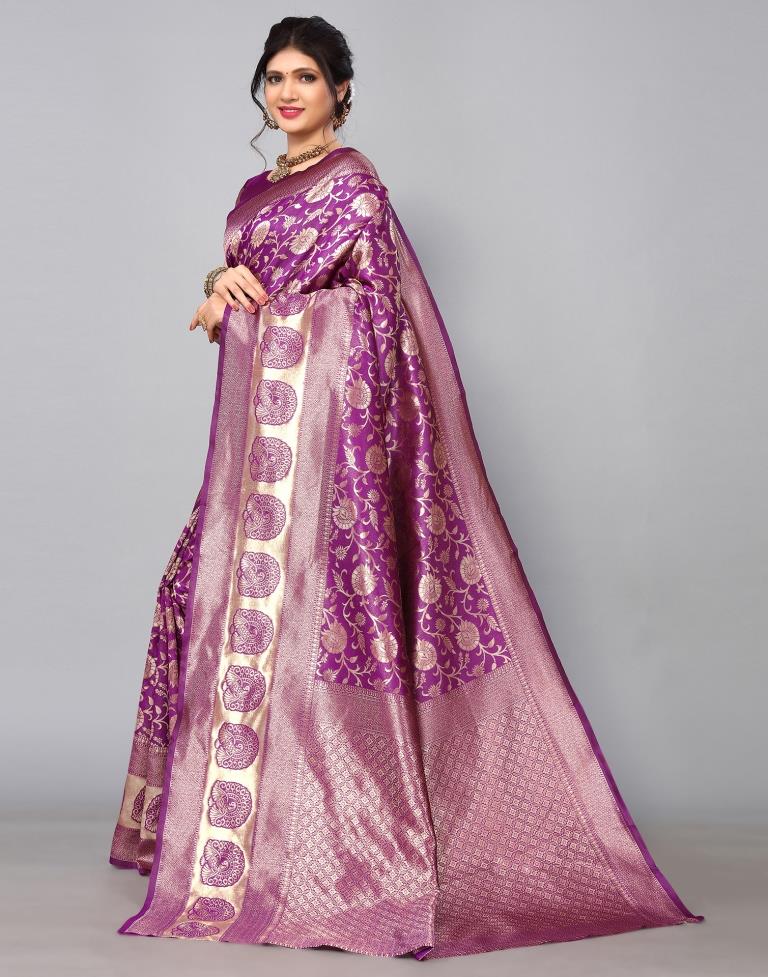 Purple Banarasi Silk Saree | Sudathi