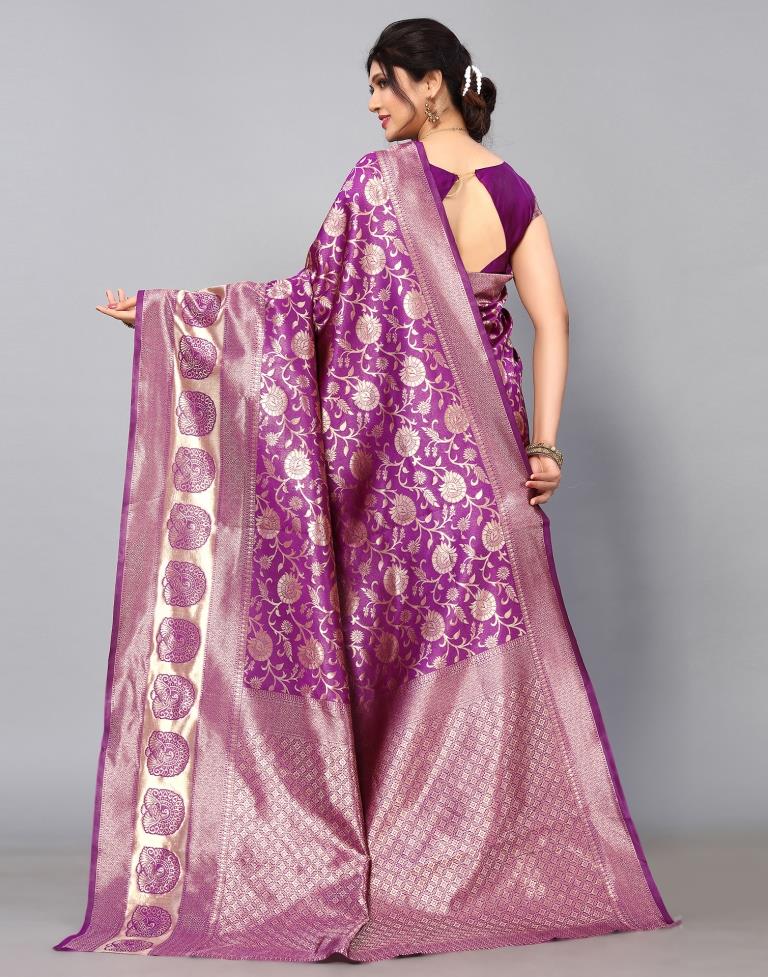 Purple Banarasi Silk Saree | Sudathi