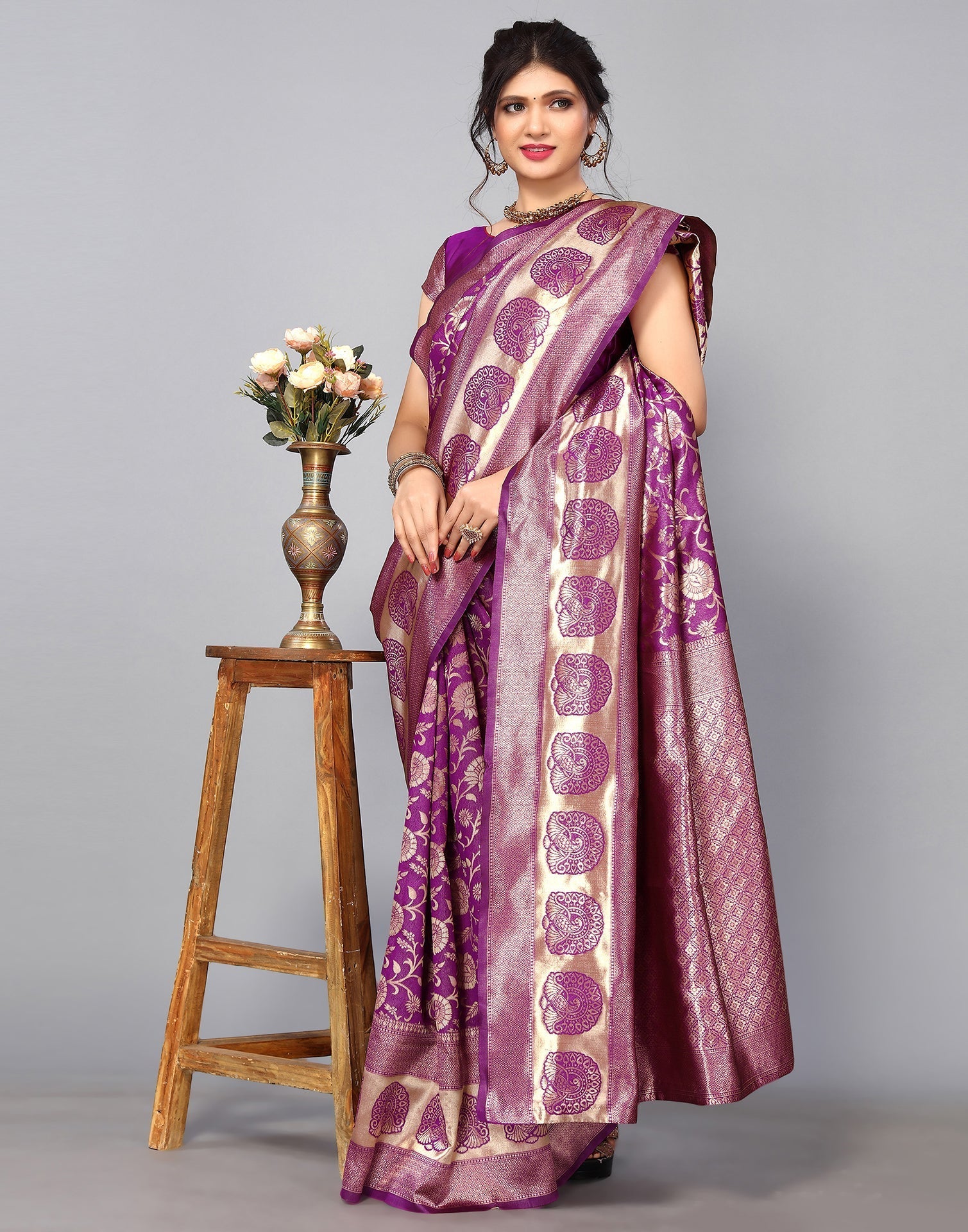 Purple Banarasi Silk Saree | Sudathi