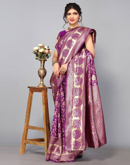 Purple Banarasi Silk Saree | Sudathi