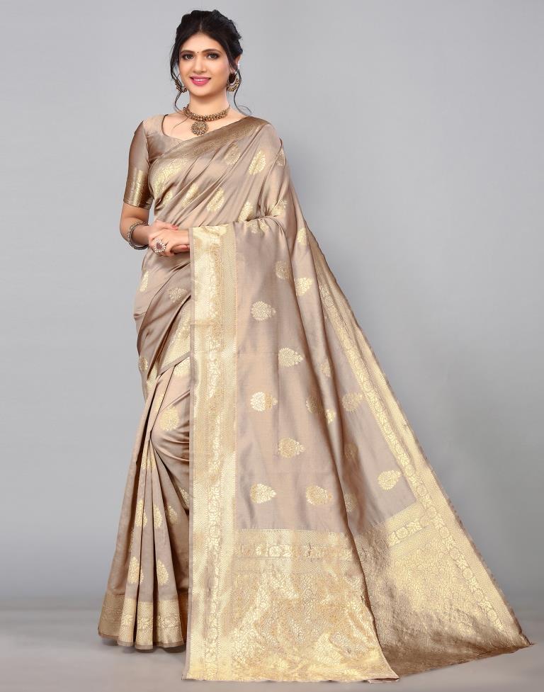 Light Brown Banarasi Silk Saree | Sudathi