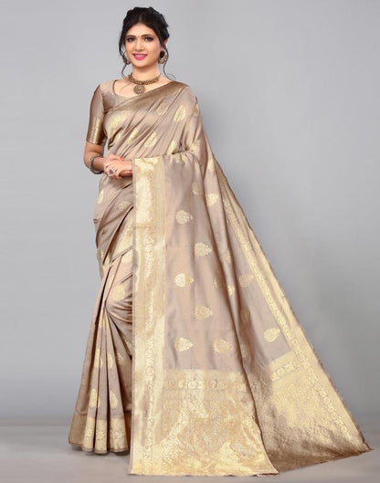 Light Brown Banarasi Silk Saree | Sudathi