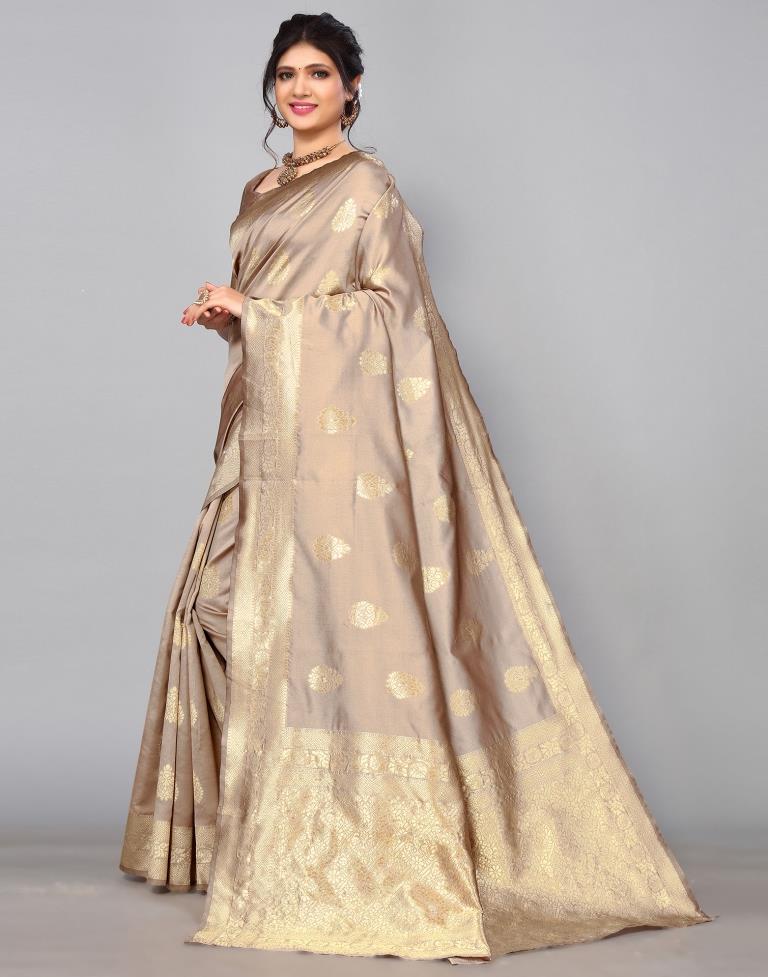 Light Brown Banarasi Silk Saree | Sudathi