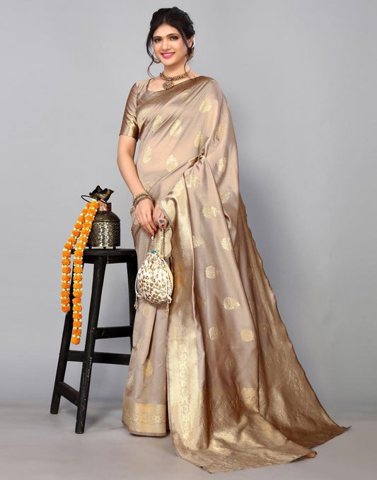 Light Brown Banarasi Silk Saree | Sudathi