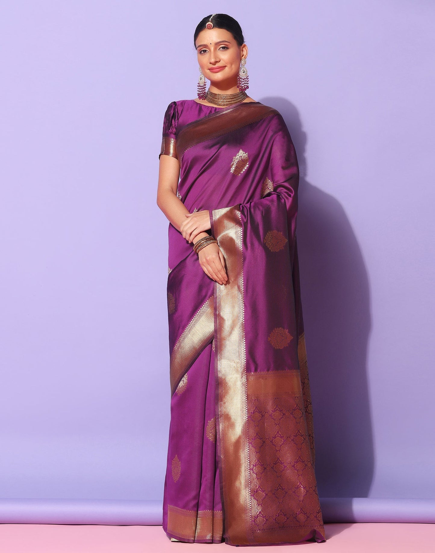 Purple Banarasi Silk Saree | Sudathi